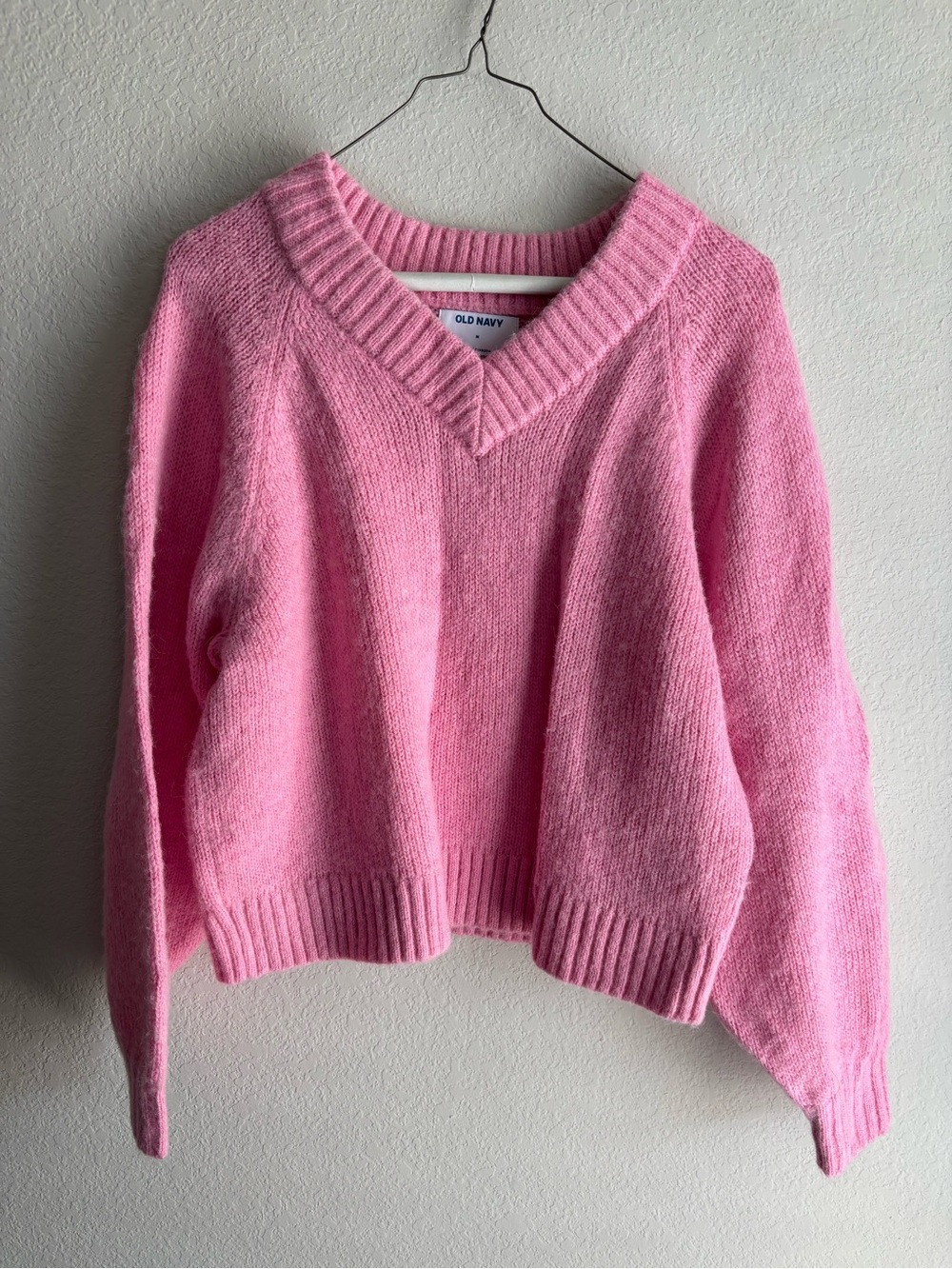 Old Navy Bubblegum Pink V‑Neck Sweater
